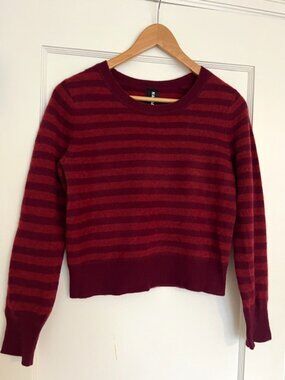 NAADAM Cashmere Cropped Striped Crewneck Sweater | Size Small